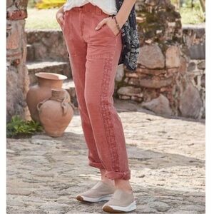 Like New - Sundance Organia Cotton Pants - Lace Side Panel - faced red - size 16
